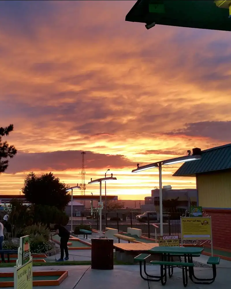 Sunset over Putts N Pints